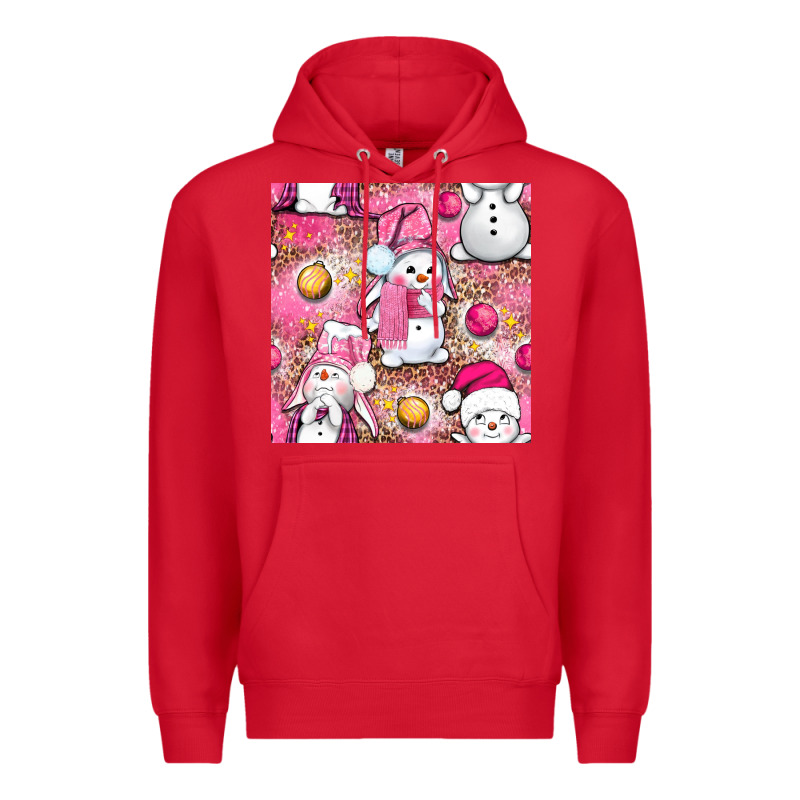 Pink Christmas Cute Snowman Premium Hoodie by NancyCooperArtShop | Teevron
