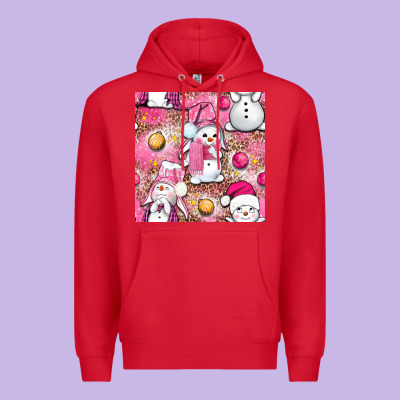 Pink Christmas Cute Snowman Premium Hoodie Designed By Nancycooperartshop