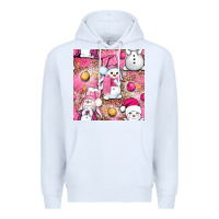 White Pink Christmas cute snowman Premium Hoodie - NancyCooperArtShop