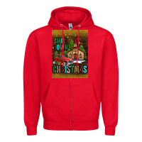 Red small town christmas church Zipper Hoodie - AdoDesignShop
