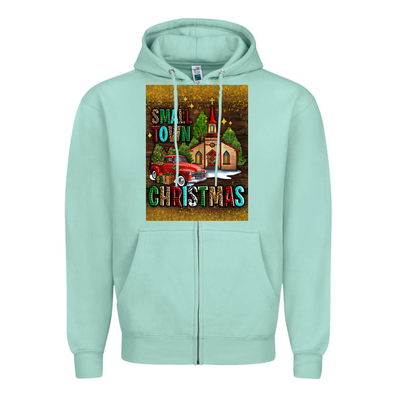 Small Town Christmas Church Zipper Hoodie by AdoDesignShop | Teevron