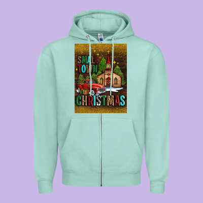 Small Town Christmas Church Zipper Hoodie Designed By Adodesignshop