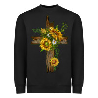 Black sunflower cross Heavyweight Sweatshirt - texasbilliewilder
