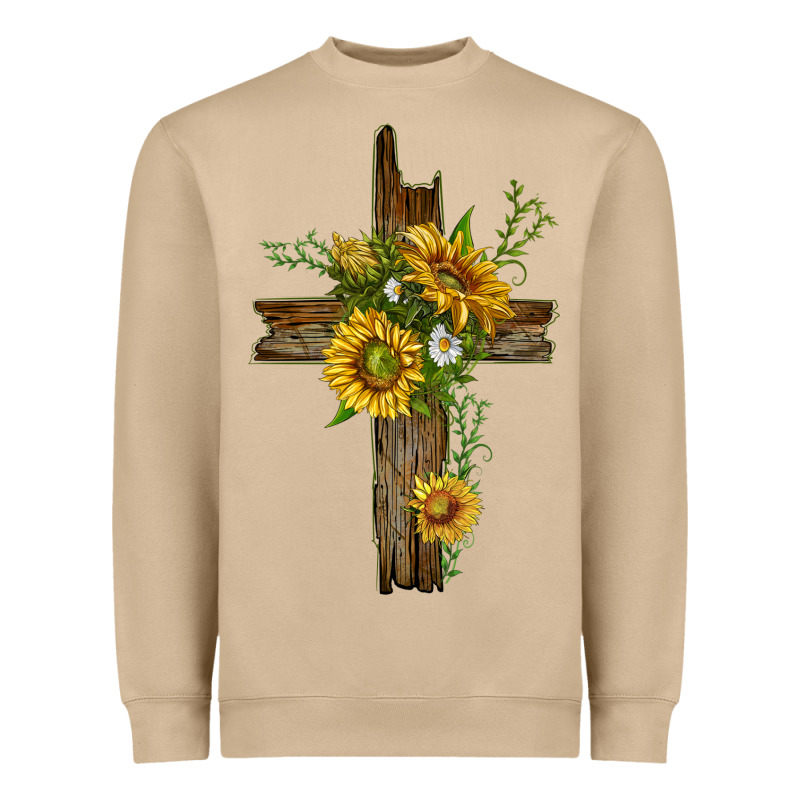 Sunflower Cross Heavyweight Sweatshirt by texasbilliewilder | Teevron