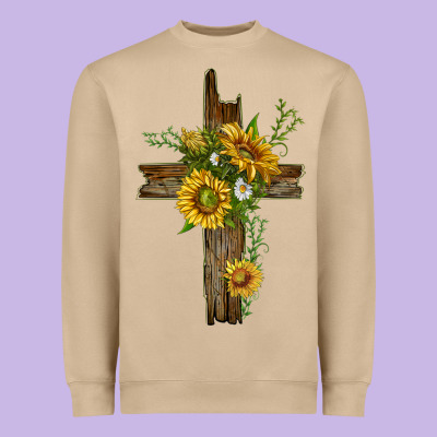 Sunflower Cross Heavyweight Sweatshirt Designed By Texasbilliewilder