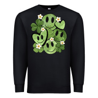 Black st. patrick's day green smile Premium Sweatshirt - MaliasSmallBusiness
