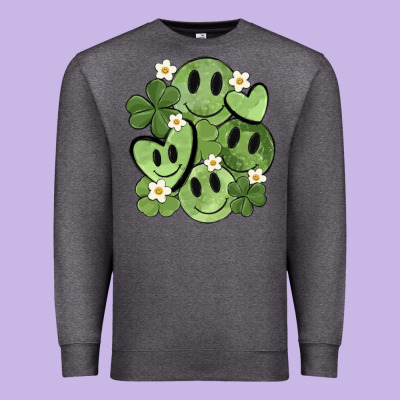 St. Patrick's Day Green Smile Premium Sweatshirt Designed By Maliassmallbusiness