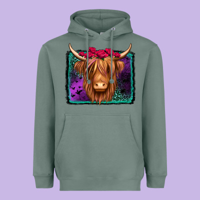 Halloween Highland Cow Heavyweight Hoodie Designed By Jasminsmagicworld