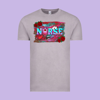 Valentine's Day Nurse With Leopard And Turquoise Background Vintage Tee Designed By Ranaportraitstore
