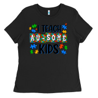 Black i teach ausome kids Ladies Tee - AdoDesignShop