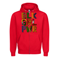 Red black girl power Zipper Hoodie - BundleAndBundleShop