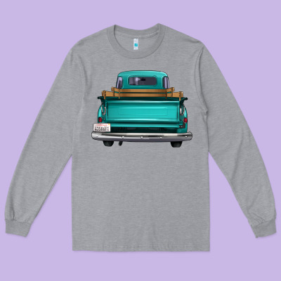Western Truck Back View Long Sleeve Tee Designed By Fadigitalartstudio