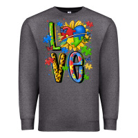 Charcoal Heather autism love Premium Sweatshirt - MaliasSmallBusiness