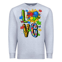 Heather Grey autism love Premium Sweatshirt - MaliasSmallBusiness