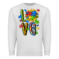 Oatmeal Heather autism love Premium Sweatshirt - MaliasSmallBusiness