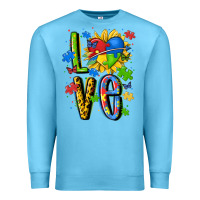 Ocean Blue autism love Premium Sweatshirt - MaliasSmallBusiness