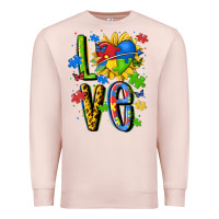 Pale Pink autism love Premium Sweatshirt - MaliasSmallBusiness