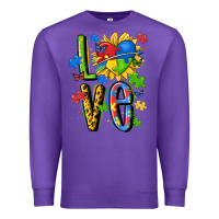 Purple autism love Premium Sweatshirt - MaliasSmallBusiness