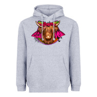 Heather Grey halloween highland cow horseshoe Heavyweight Hoodie - Jasminsmagicworld