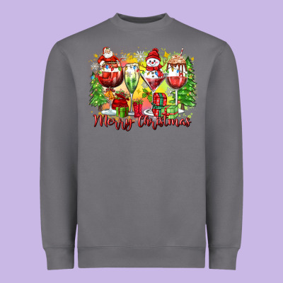Merry Christmas Wine Glasses Heavyweight Sweatshirt Designed By Zillion Design Studio