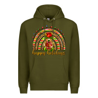 Army Green Happy holidays elf gnome Premium Hoodie - NancyCooperArtShop