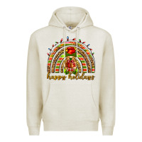 Oatmeal Heather Happy holidays elf gnome Premium Hoodie - NancyCooperArtShop