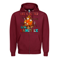 Burgundy life is better by the campfire with marshmallows Zipper Hoodie - AdoDesignShop