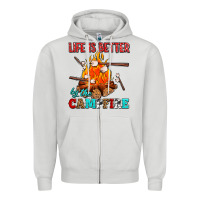 Dove Grey life is better by the campfire with marshmallows Zipper Hoodie - AdoDesignShop