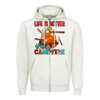 Oatmeal Heather life is better by the campfire with marshmallows Zipper Hoodie - AdoDesignShop