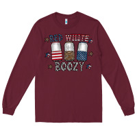 Burgundy red white boozy Long Sleeve Tee - CowhideDigitalArt