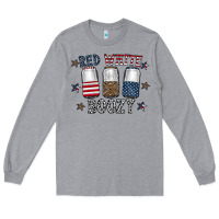 Heather Grey red white boozy Long Sleeve Tee - CowhideDigitalArt