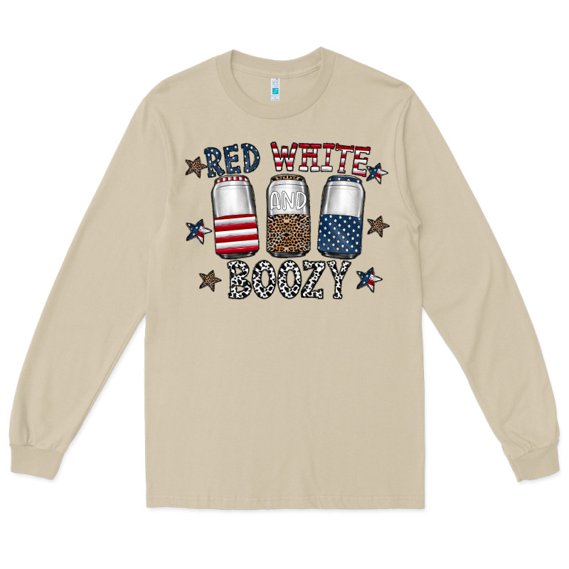 Red White Boozy Long Sleeve Tee by CowhideDigitalArt | Teevron