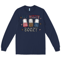 Navy red white boozy Long Sleeve Tee - CowhideDigitalArt