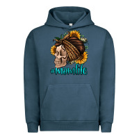 Pigment Midnight Navy momlife skull with bandana Urban Hoodie - Jasminsmagicworld