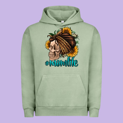 Momlife Skull With Bandana Urban Hoodie Designed By Jasminsmagicworld