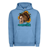 Pigment Pebble Blue momlife skull with bandana Urban Hoodie - Jasminsmagicworld