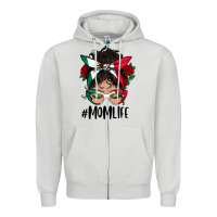 Dove Grey mexican mom life messy bun mama Zipper Hoodie - BundleAndBundleShop