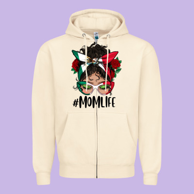 Mexican Mom Life Messy Bun Mama Zipper Hoodie Designed By Bundleandbundleshop