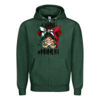 Sports Green mexican mom life messy bun mama Zipper Hoodie - BundleAndBundleShop