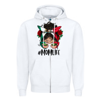 White mexican mom life messy bun mama Zipper Hoodie - BundleAndBundleShop