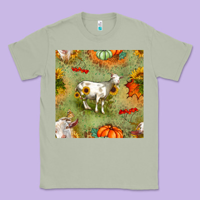 Fall Goats Seamless Pattern Classic Tee Designed By Bundleandbundleshop