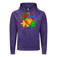 Cloud Purple autism puzzle pieces heart Vintage Hoodie - Zillion Design Studio