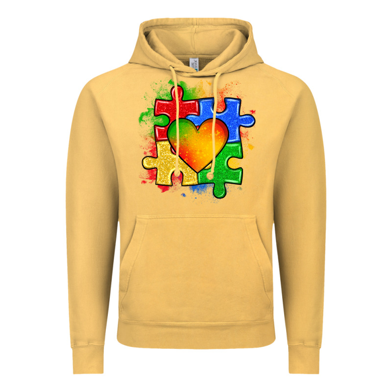 Autism Puzzle Pieces Heart Vintage Hoodie by Zillion Design Studio | Teevron