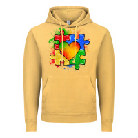 Vintage Mustard autism puzzle pieces heart Vintage Hoodie - Zillion Design Studio