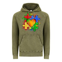 Vintage Olive autism puzzle pieces heart Vintage Hoodie - Zillion Design Studio