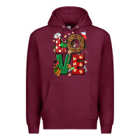 Burgundy Love Nurse Christmas Premium Hoodie - NancyCooperArtShop