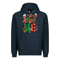 Navy Love Nurse Christmas Premium Hoodie - NancyCooperArtShop