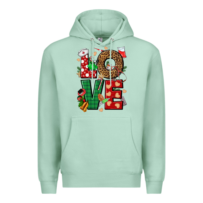 Love Nurse Christmas Premium Hoodie by NancyCooperArtShop | Teevron
