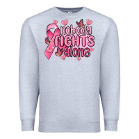 Heather Grey nobody fights alone cancer Premium Sweatshirt - MaliasSmallBusiness