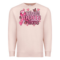Pale Pink nobody fights alone cancer Premium Sweatshirt - MaliasSmallBusiness